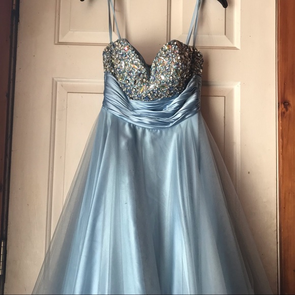 David's Bridal Dresses Davids Bridal Blue Strapless Prom Dress